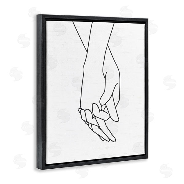 Stupell Industries Lettered And Lined | Romantic Holding Hands Outline Drawing Loving Couple Wall Art