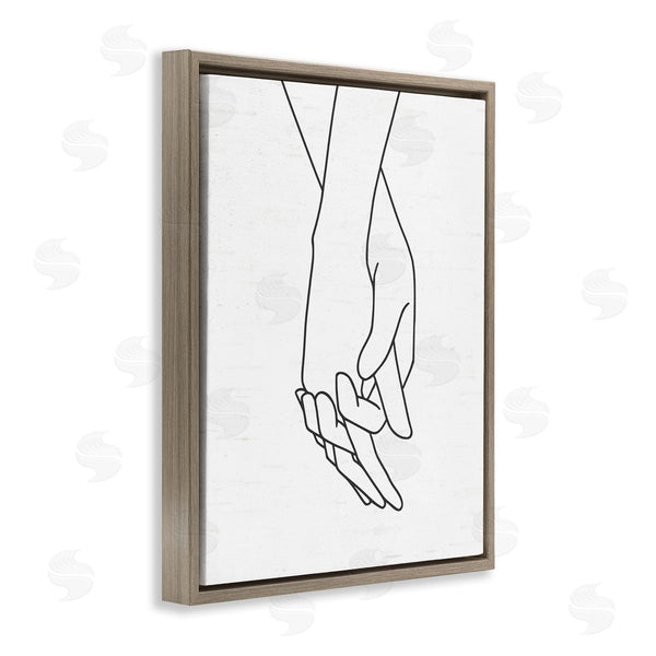 Stupell Industries Lettered And Lined | Romantic Holding Hands Outline Drawing Loving Couple Wall Art
