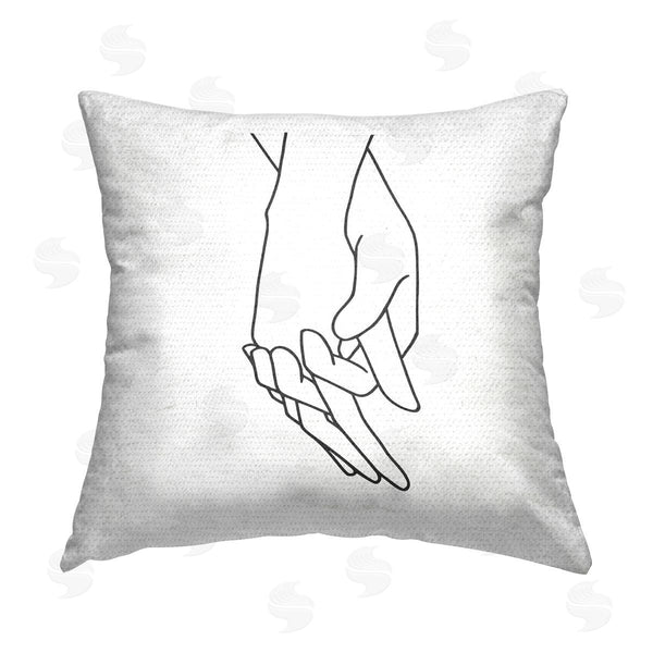 Stupell Industries Lettered And Lined | Romantic Holding Hands Outline Printed Throw Pillow