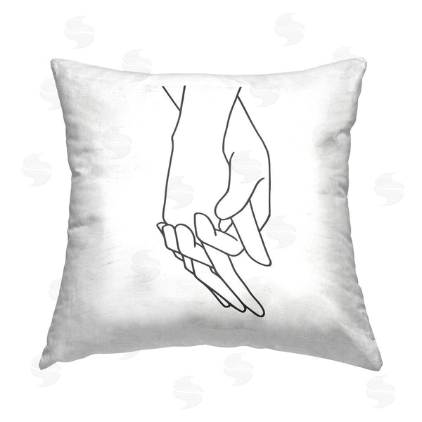 stupell industries Lettered and Lined | Romantic Holding Hands Outline Printed Throw Pillow