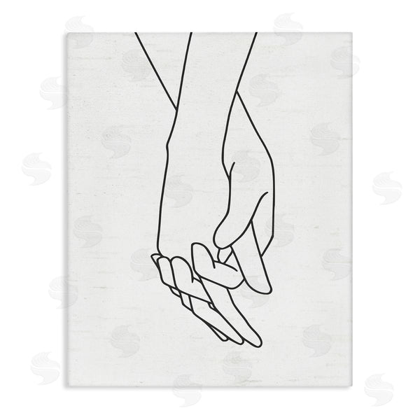stupell industries Lettered and Lined | Romantic Holding Hands Outline Drawing Loving Couple Wall Art