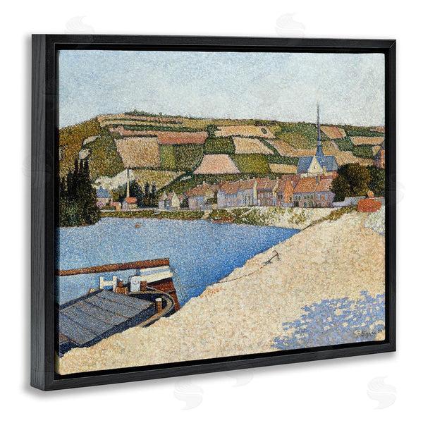 Stupell Industries Lettered And Lined | Rural Waterside Town Boat Dock Distant Farmland Wall Art
