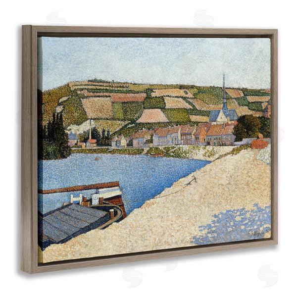 Stupell Industries Lettered And Lined | Rural Waterside Town Boat Dock Distant Farmland Wall Art