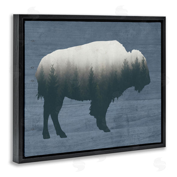 Stupell Industries Lettered And Lined | Rustic Bison Shape Silhouette Forest Trees Pattern Wall Art