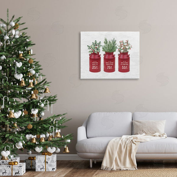 Stupell Industries Lettered And Lined | Rustic Country Jugs Festive Holiday Holly Sprigs Wall Art