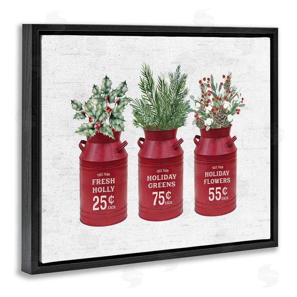 Stupell Industries Lettered And Lined | Rustic Country Jugs Festive Holiday Holly Sprigs Wall Art