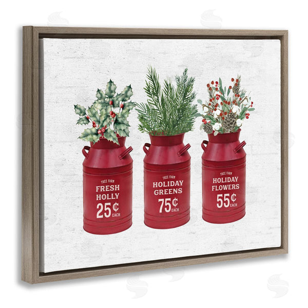 Stupell Industries Lettered And Lined | Rustic Country Jugs Festive Holiday Holly Sprigs Wall Art