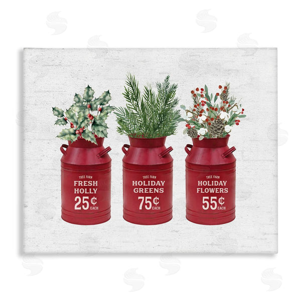 stupell industries Lettered and Lined | Rustic Country Jugs Festive Holiday Holly Sprigs Wall Art