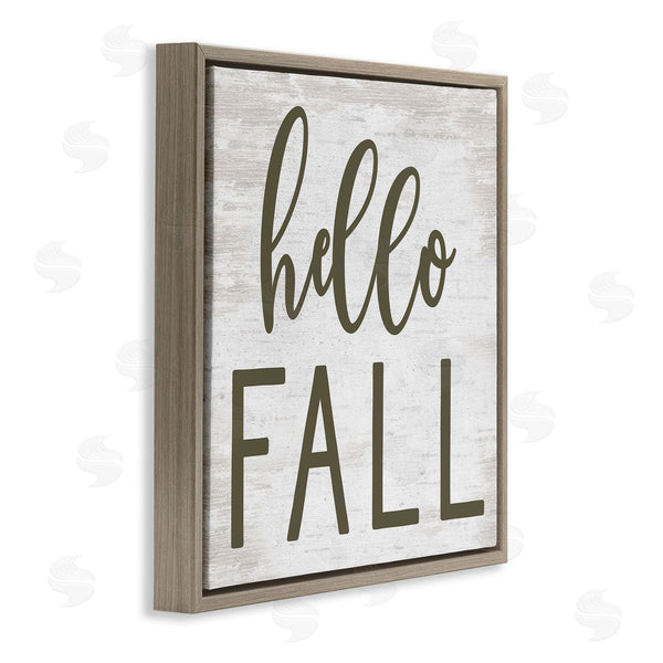 Stupell Industries Lettered And Lined | Rustic Hello Fall Typography Seasonal Phrase Sentiment Wall Art