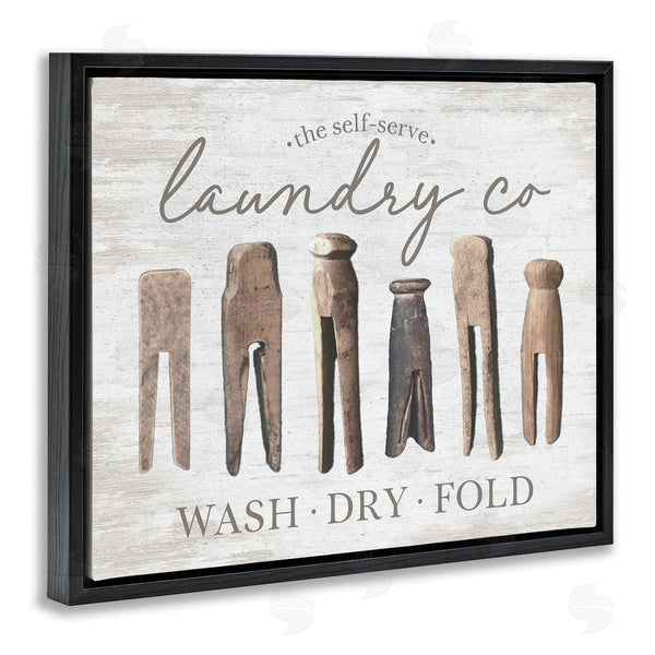 Stupell Industries Lettered And Lined | Rustic Laundry Clothespins Wall Art