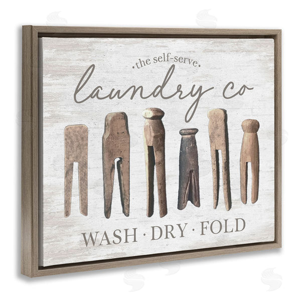 Stupell Industries Lettered And Lined | Rustic Laundry Clothespins Wall Art