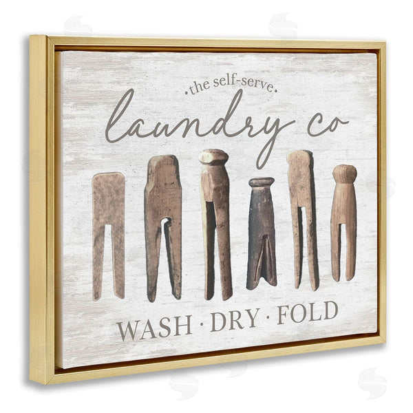 Stupell Industries Lettered And Lined | Rustic Laundry Clothespins Wall Art