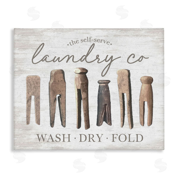 stupell industries Lettered and Lined | Rustic Laundry Clothespins Wall Art