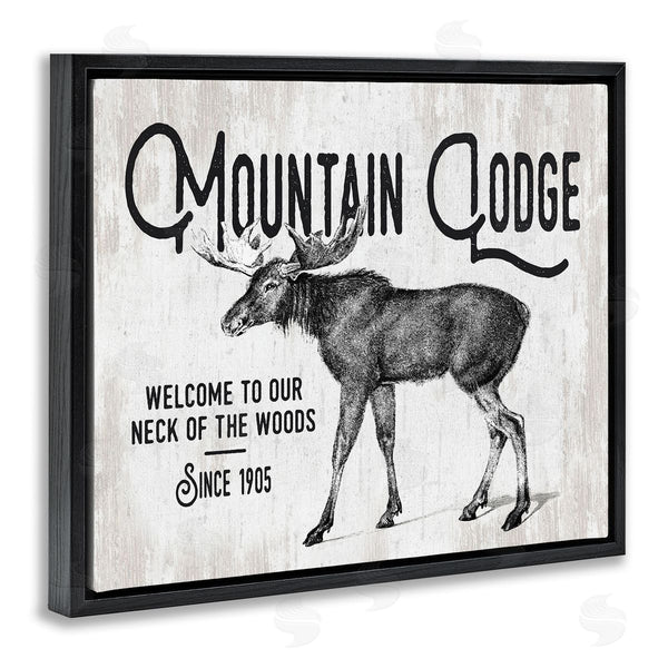 Stupell Industries Lettered And Lined | Rustic Mountain Lodge Vintage Moose Cabin Sign Wall Art