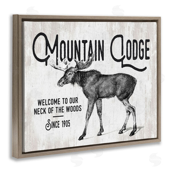 Stupell Industries Lettered And Lined | Rustic Mountain Lodge Vintage Moose Cabin Sign Wall Art