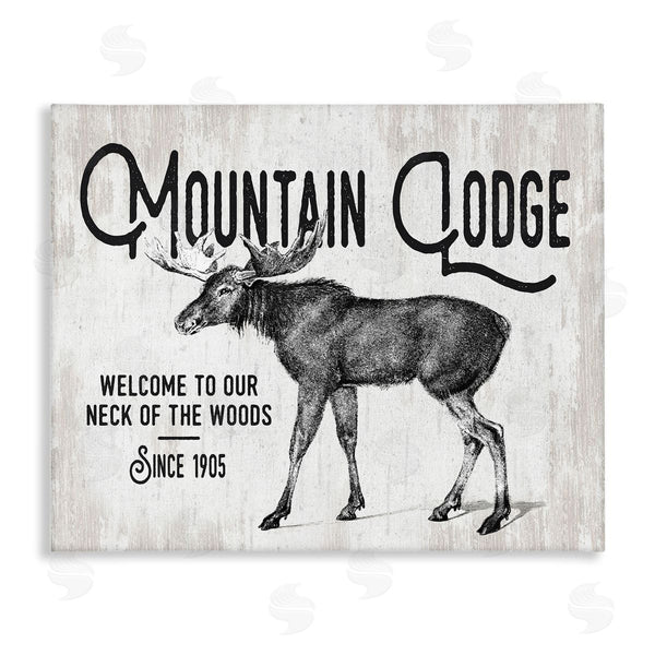 stupell industries Lettered and Lined | Rustic Mountain Lodge Vintage Moose Cabin Sign Wall Art