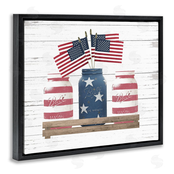 Stupell Industries Lettered And Lined | Rustic Patriotic Jars Americana
