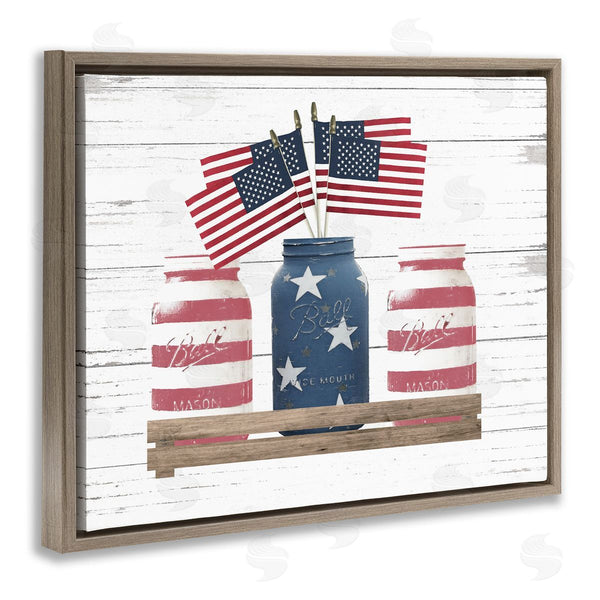 Stupell Industries Lettered And Lined | Rustic Patriotic Jars Americana