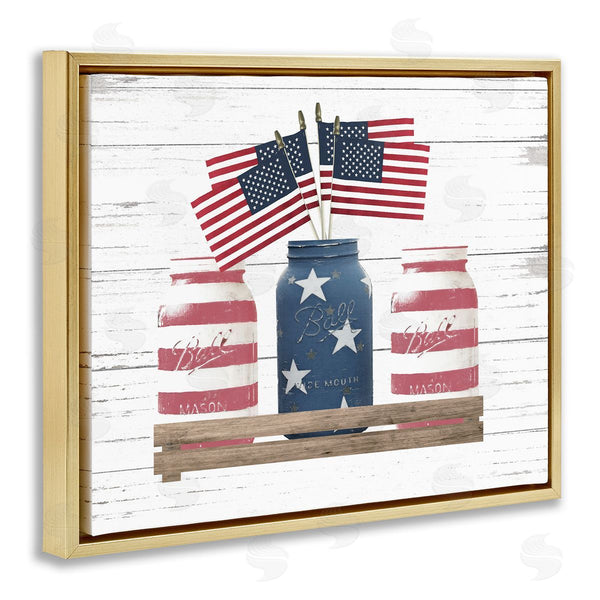 Stupell Industries Lettered And Lined | Rustic Patriotic Jars Americana