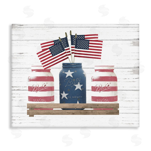 stupell industries Lettered and Lined | Rustic Patriotic Jars Americana