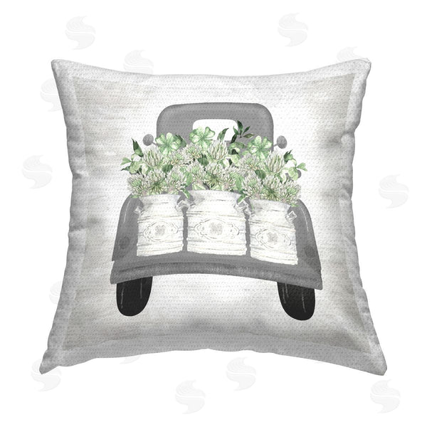Stupell Industries Lettered And Lined | Rustic Pickup With Shamrocks Printed Throw Pillow
