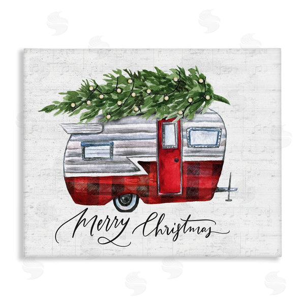 stupell industries Lettered and Lined | Rustic Winter Camper Merry Christmas