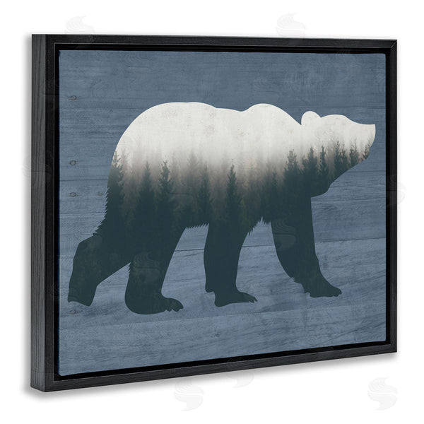 Stupell Industries Lettered And Lined | Rustic Woodland Trees Bear Silhouette Grainy Pattern Wall Art