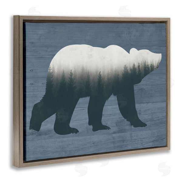 Stupell Industries Lettered And Lined | Rustic Woodland Trees Bear Silhouette Grainy Pattern Wall Art