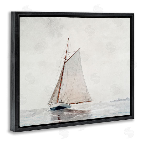 Stupell Industries Lettered And Lined | Sailboat Foggy Weather Clouds Ocean Waves Crashing Wall Art