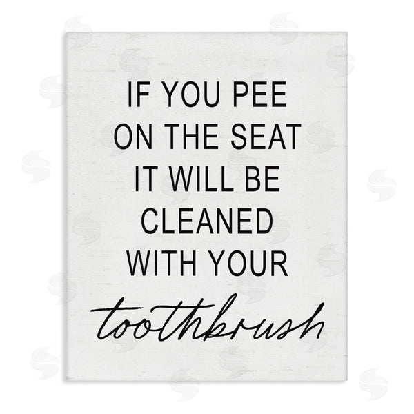 stupell industries Lettered and Lined | Sassy Clean With Toothbrush Warning Wall Art