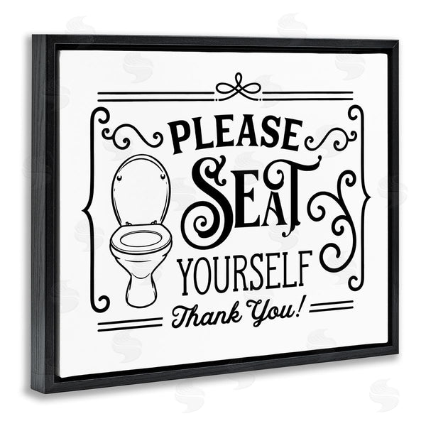 Stupell Industries Lettered And Lined | Seat Yourself Vintage Style Bathroom Toilet Design Wall Art