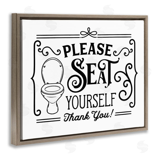 Stupell Industries Lettered And Lined | Seat Yourself Vintage Style Bathroom Toilet Design Wall Art
