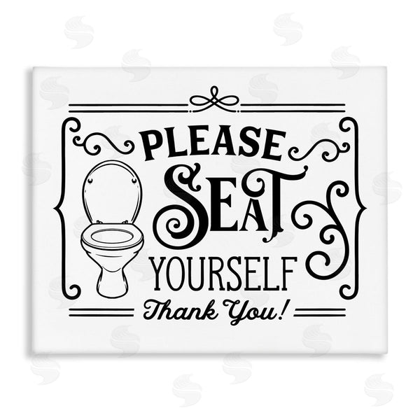 stupell industries Lettered and Lined | Seat Yourself Vintage Style Bathroom Toilet Design Wall Art