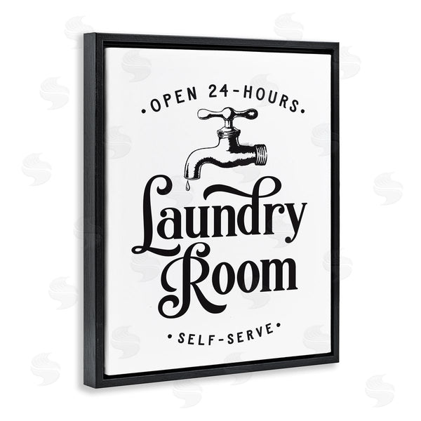 Stupell Industries Lettered And Lined | Self-Serve Laundry Room Sign Vintage Faucette Drip Wall Art