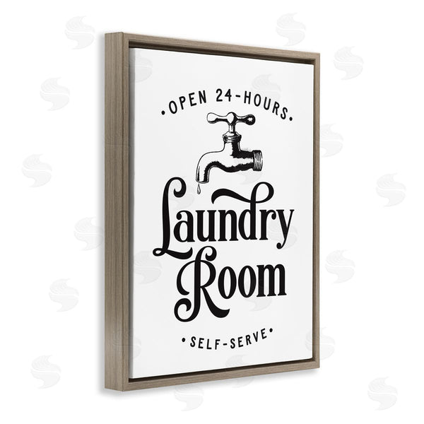 Stupell Industries Lettered And Lined | Self-Serve Laundry Room Sign Vintage Faucette Drip Wall Art