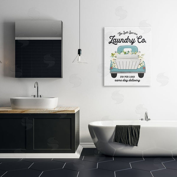 Stupell Industries Lettered And Lined | Self Service Laundry Co. Antique Truck Flower Arrangement Wall Art