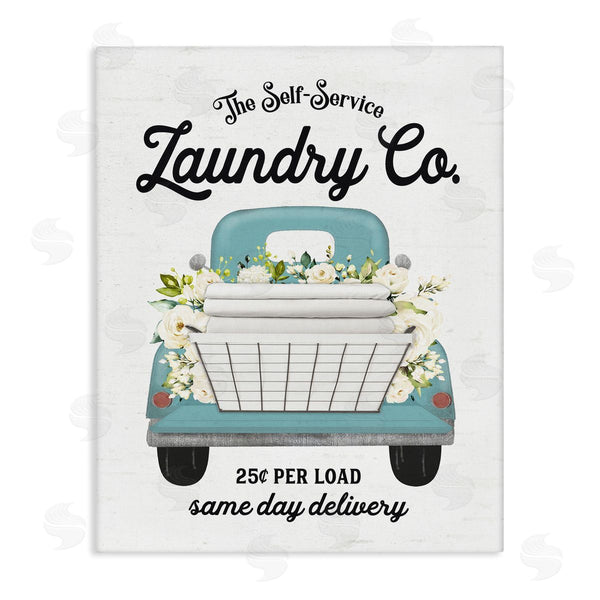 stupell industries Lettered and Lined | Self Service Laundry Co. Antique Truck Flower Arrangement Wall Art