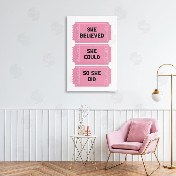Stupell Industries Lettered And Lined | She Believed Girl Power Tickets
