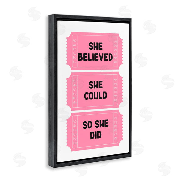 Stupell Industries Lettered And Lined | She Believed Girl Power Tickets