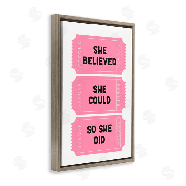Stupell Industries Lettered And Lined | She Believed Girl Power Tickets