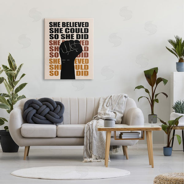 Stupell Industries Lettered And Lined | She Believed She Could Empowering Motivational Saying Wall Art