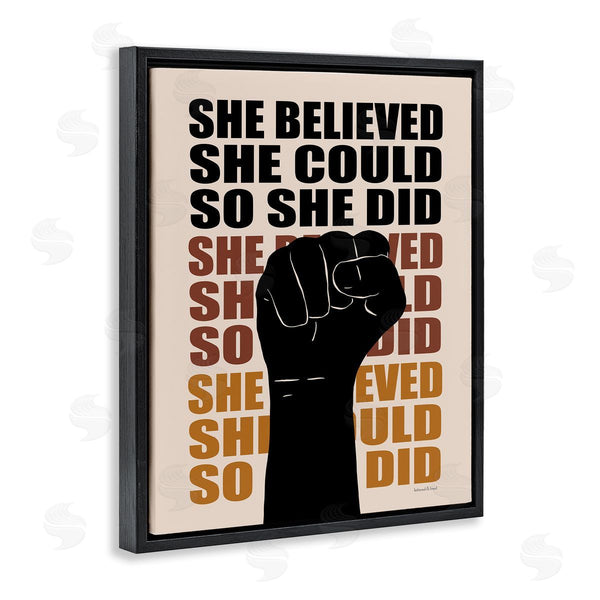 Stupell Industries Lettered And Lined | She Believed She Could Empowering Motivational Saying Wall Art