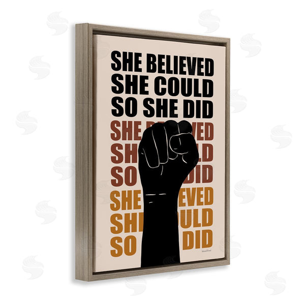 Stupell Industries Lettered And Lined | She Believed She Could Empowering Motivational Saying Wall Art