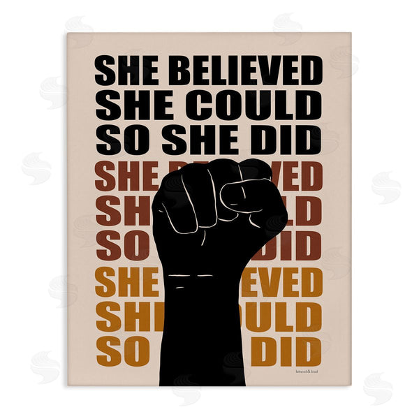 stupell industries Lettered and Lined | She Believed She Could Empowering Motivational Saying Wall Art