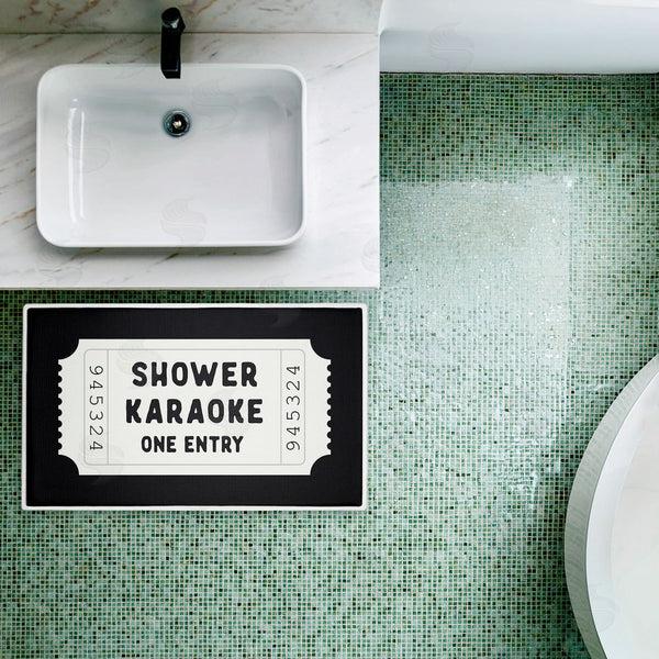 Stupell Industries Lettered And Lined | Shower Karaoke Black Plush Bath Mat