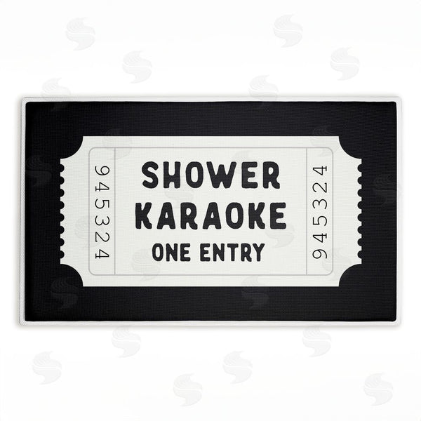 stupell industries Lettered and Lined | Shower Karaoke Black Plush Bath Mat