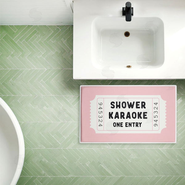 Stupell Industries Lettered And Lined | Shower Karaoke Pink Plush Bath Mat