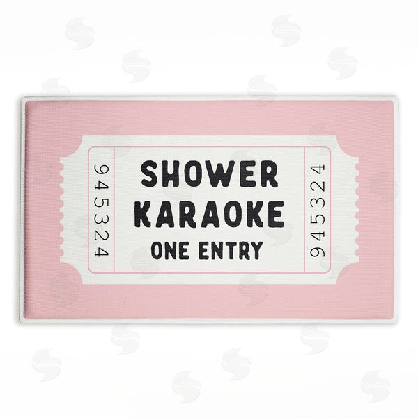 stupell industries Lettered and Lined | Shower Karaoke Pink Plush Bath Mat