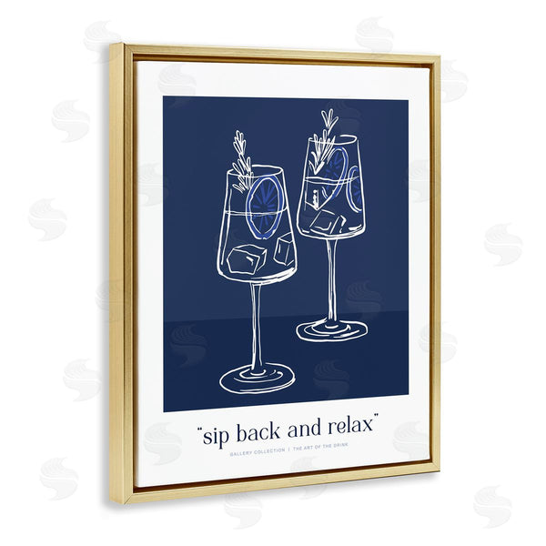 Stupell Industries Lettered And Lined | Sit Back & Relax Blue