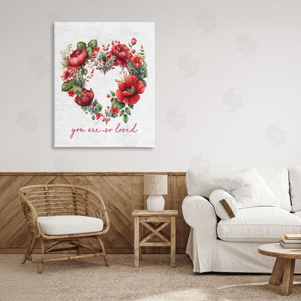 Stupell Industries Lettered And Lined | So Loved Romantic Heart Wreath